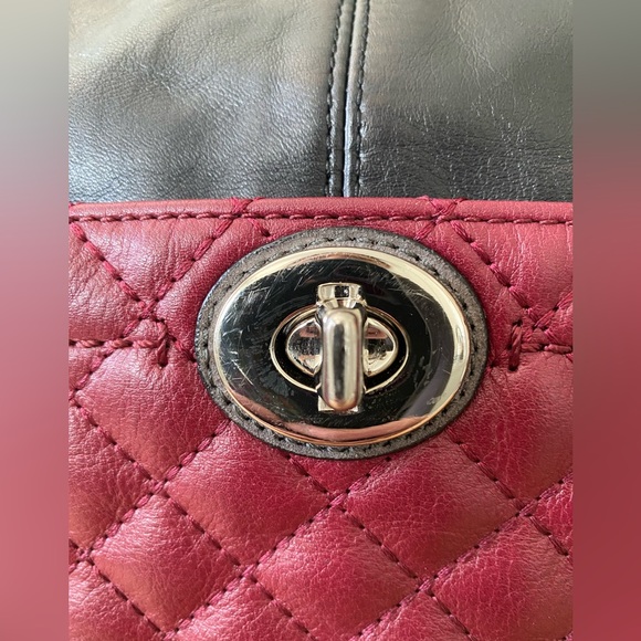 Coach Black and Burgundy Quilted Shoulder Bag - Picture 5 of 10